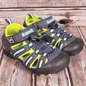 KAMIK Crab Boy's 8 Closed Toe Sandals Water Shoes Blue Green Hook And Loop NWOT